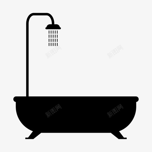 浴缸房子室内图标svg_新图网 https://ixintu.com 室内 房子 水 浴缸 淋浴