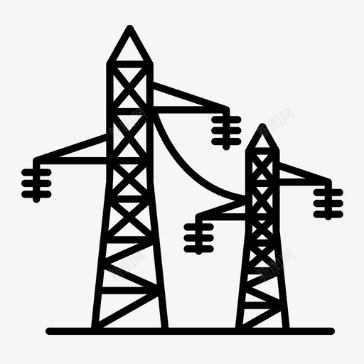 输电塔电力高压图标svg_新图网 https://ixintu.com 其他线路图标 发电厂 发电站 张力 电力 输电塔 高压