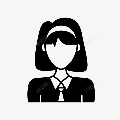 带发带的女孩化身女性图标svg_新图网 https://ixintu.com 个人资料 化身 化身女性 女性 学生 带发带的女孩