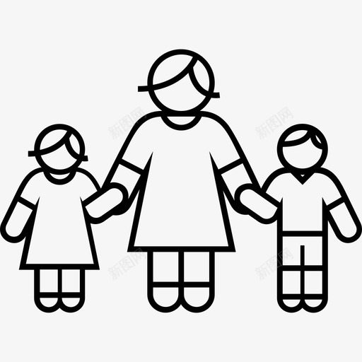 母子女儿家庭图标svg_新图网 https://ixintu.com 儿子 女儿 家庭 家庭线v2 母子