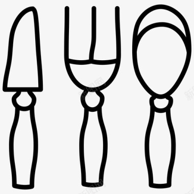 采购产品餐具叉子手绘图标图标