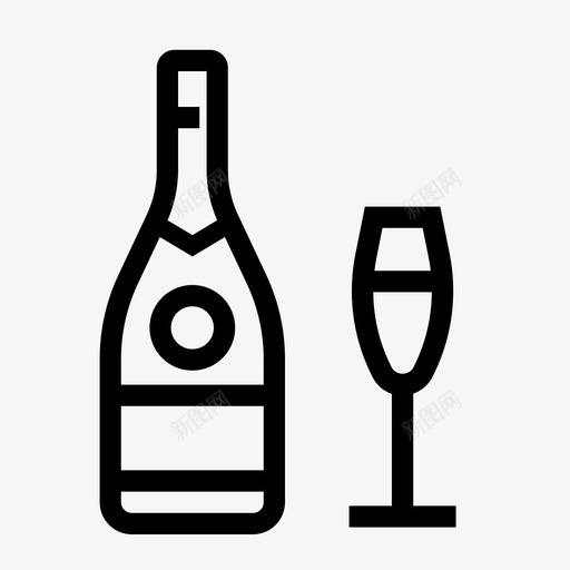 喝香槟开胃酒带玻璃杯的瓶子图标svg_新图网 https://ixintu.com 喝香槟 带玻璃杯的瓶子 开胃酒 起泡酒 酒精饮料