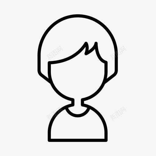 女孩发型短发图标svg_新图网 https://ixintu.com 发型 女孩 短发 脸08