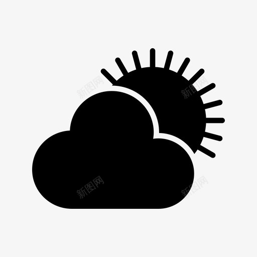 晴天和部分多云天气图标svg_新图网 https://ixintu.com 晴天和部分多云天气