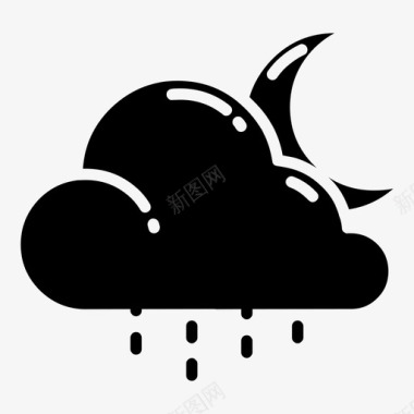 小雨夜天气天气雕文图标图标