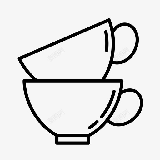 杯子陶器盘子图标svg_新图网 https://ixintu.com 厨房 厨房工具 杯子 盘子 陶器 餐具