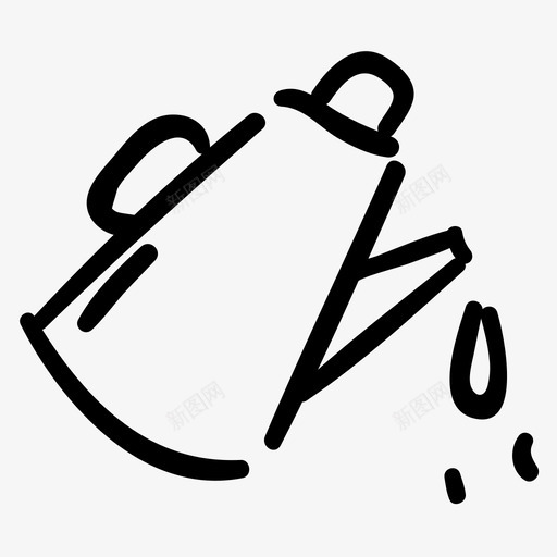 水壶种植手绘图标svg_新图网 https://ixintu.com 手绘 水壶 种植