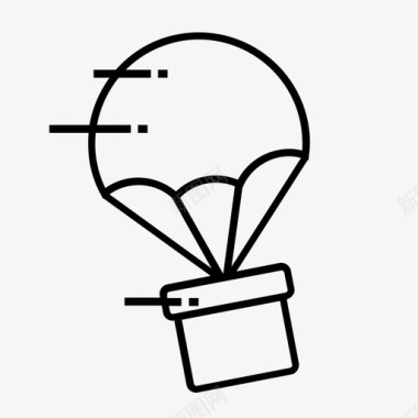 降落伞有礼品盒送货快捷图标图标