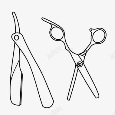 采购产品刀片和剪刀刀片和剪刀理发店图标图标