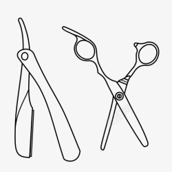 复古的剃须刀采购产品刀片和剪刀刀片和剪刀理发店图标高清图片