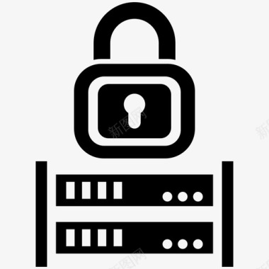 服务器安全数据库锁图标图标