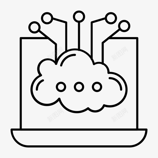 云商务计算图标svg_新图网 https://ixintu.com latptop 云 商务 商务和办公线路图标 计算 设备