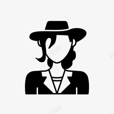 戴帽子的女人头像女性图标图标