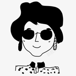 戴花环的女人戴墨镜的女人阿姨手绘图标高清图片