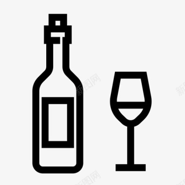 饮用白葡萄酒开胃酒带玻璃瓶图标图标