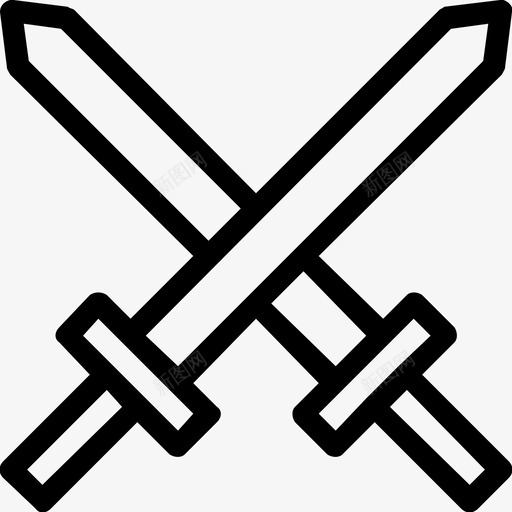 剑战刀图标svg_新图网 https://ixintu.com 交叉剑 刀 剑 战 武器 骑士