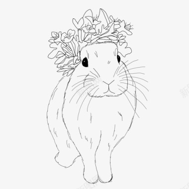 花兔子可爱复活节图标图标