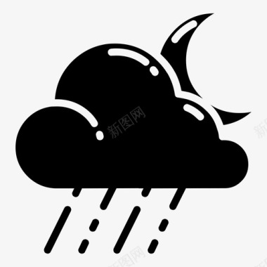 雨夜天气天气雕文图标图标