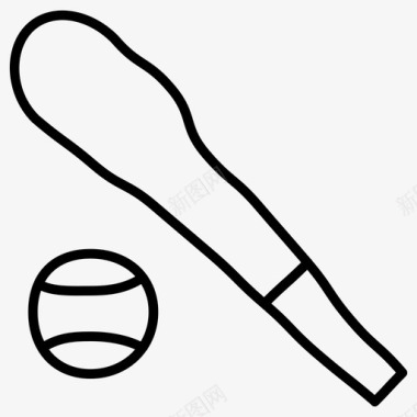 棒球棒手绘体育涂鸦图标图标