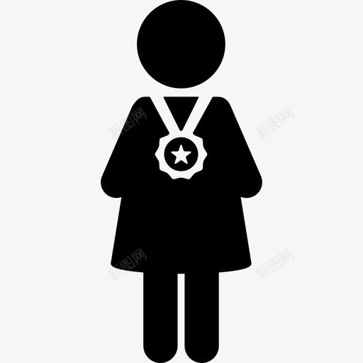 有奖章标志胜利的女人图标svg_新图网 https://ixintu.com 有奖章 标志 胜利的女人