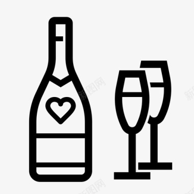 浪漫香槟周年纪念庆祝图标图标