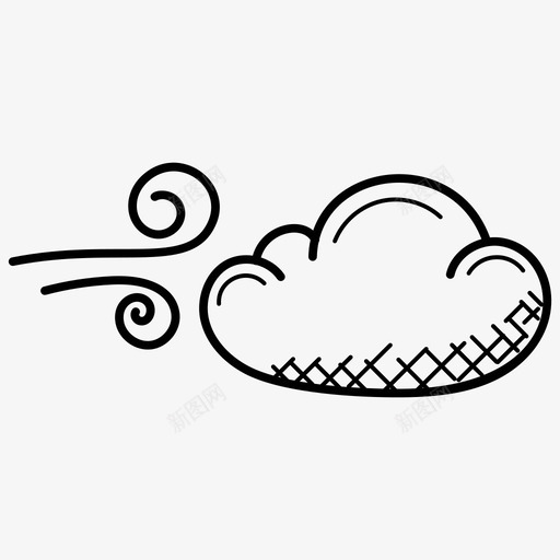 冷风空气云天气图标svg_新图网 https://ixintu.com 冷风 大风天气 天气 天气涂鸦图标 空气云 风吹