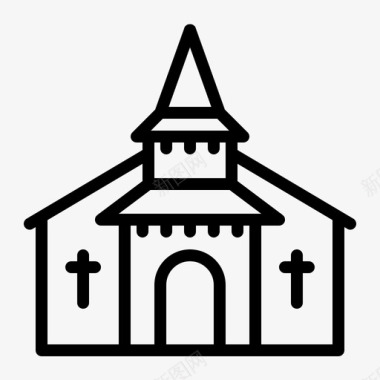 教堂建筑圣诞节图标图标