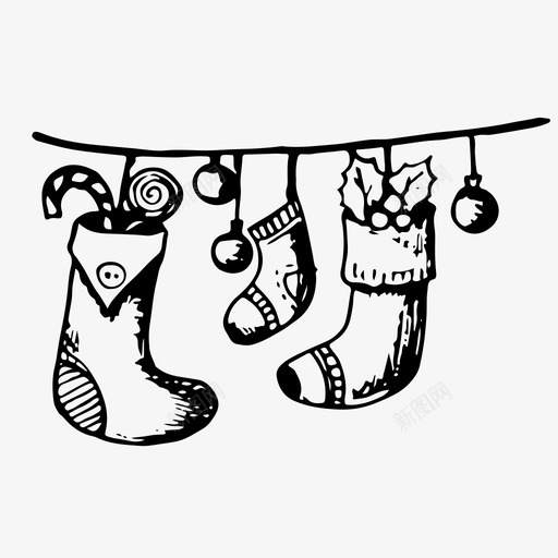 圣诞袜庆典圣诞饰品图标svg_新图网 https://ixintu.com 圣诞袜 圣诞饰品 庆典
