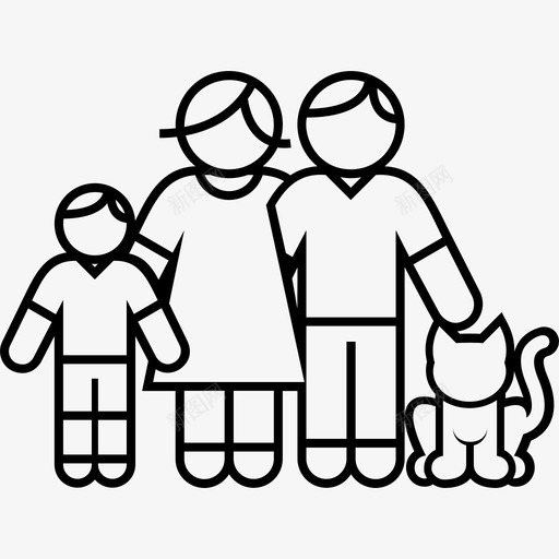 家庭儿子和猫父母宠物图标svg_新图网 https://ixintu.com 宠物 家庭儿子和猫 家庭线v2 父母