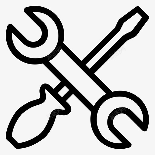 修复开发螺丝刀图标svg_新图网 https://ixintu.com 修复 开发 开发用户界面线图标 扳手 网页设计 螺丝刀