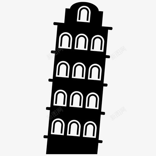 比萨塔建筑意大利图标svg_新图网 https://ixintu.com 地标 建筑 意大利 比萨塔 纪念碑