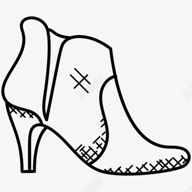 踝靴时尚服装鞋图标图标