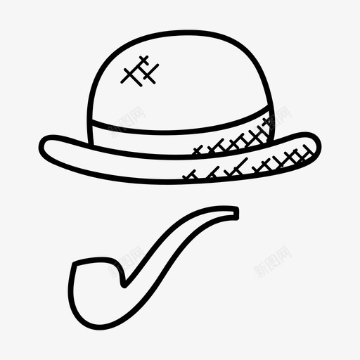 绅士帽子烟斗图标svg_新图网 https://ixintu.com 帽子 庆祝和聚会 烟斗 绅士