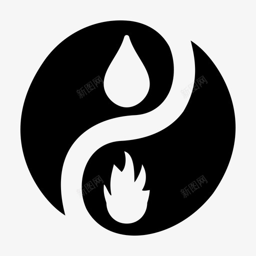 阴阳平衡火与水图标svg_新图网 https://ixintu.com 冥想 平衡 火与水 自然 阴阳