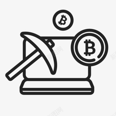 比特币挖掘计算机加密货币图标图标