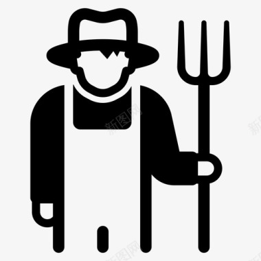 农夫干草叉工人图标图标