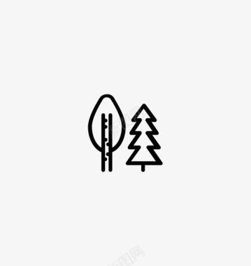 森林线条纹身图标图标