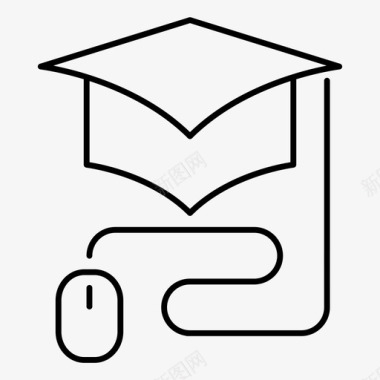 在线毕业教育帽子图标图标