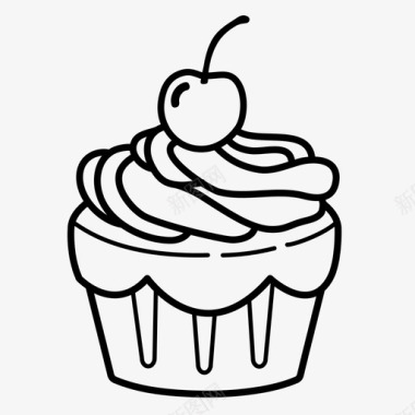 上樱桃纸杯蛋糕樱桃蛋糕甜点图标图标