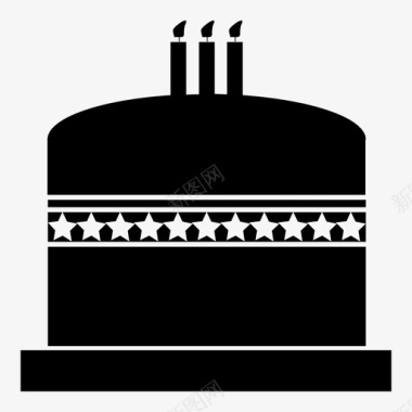 三岁生日蛋糕生日蛋糕三根蜡烛图标图标