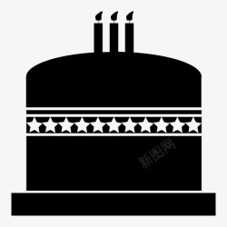 三岁三岁生日蛋糕生日蛋糕三根蜡烛图标高清图片