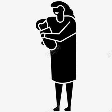 母亲抱着孩子母亲抱着她的孩子婴儿保育图标图标