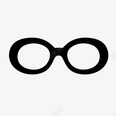 椭圆形眼镜黑色图标图标
