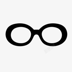 椭圆形眼镜椭圆形眼镜黑色图标高清图片