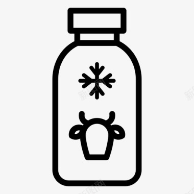 冷牛奶瓶子奶牛图标图标