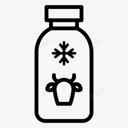 冷牛奶瓶子奶牛图标svg_新图网 https://ixintu.com 冷牛奶 奶牛 牛奶咖啡馆 瓶子