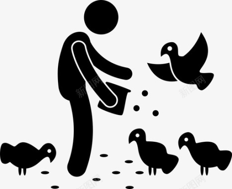 人喂鸟动物食物图标图标