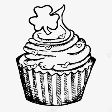 三叶草纸杯蛋糕庆祝蛋糕假日图标图标