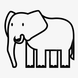 厚皮动物大象体亚洲象小象图标高清图片
