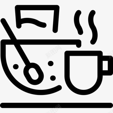 早餐套餐咖啡和早餐直系图标图标